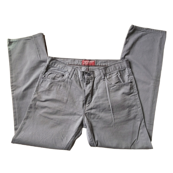 ARIZONA Men's Slim Straight 100% Cotton Gray Pants - Picture 11 of 11